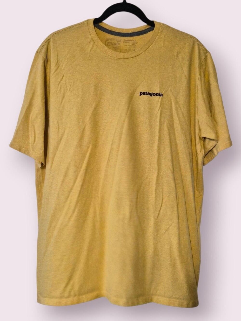 Patagonia Yellow Tshirt Mens L Regular Fit With Original Logo On Back |  EUC
